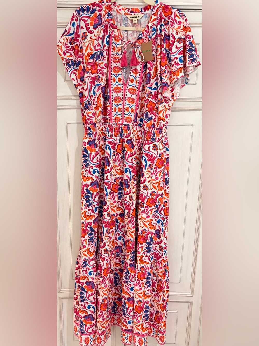 NWT SZ 14 Boden Floral Tassel Tie Boho Maxi Dress